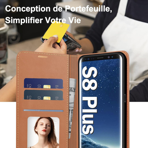 Funda Carcasa Cartera Cuerocon Para Galaxy S8+/s8 Plus+mica