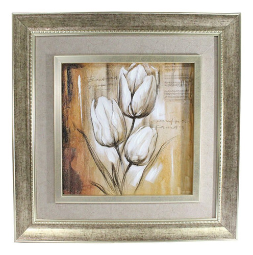 Cuadro Decorativo Floreado 45.5x45.5x2.5 Cm