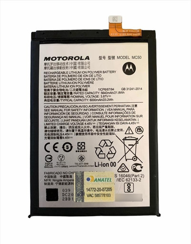  Bateria Mc50 Motorola Moto G60 Xt2135 Original Nova