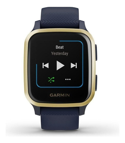 Smartwatch Garmin Venu Venu Sq - Music Edition 1.3" caja 40mm de  polímero reforzado con fibra  navy, malla  navy de  silicona y bisel  light gold de  aluminio anodizado