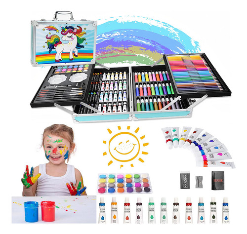 Komita® Kit De Dibujo Plumones Set De Arte Profesional De Dibujo Colores Marcadores Lápices 145pcs Aplicable A Técnico Para Principiantes, Artistas, Niñas Y Niños
