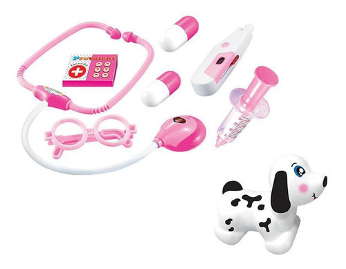 Brinquedo Kit Médica Veterinária Infantil Educativo Rosa Fem