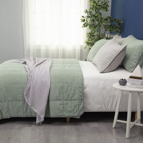 Set De Colcha Meadow Park Stonewashed Linen Blend Y Fundas
