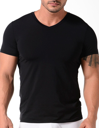 Geordi Camiseta Básica Microfibra Cuello V Manga Corta 3987
