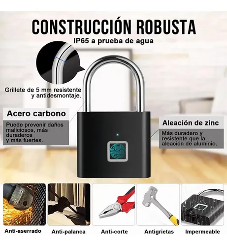 Candado De Huella Digital Resistente Al Agua Usb Recargable | Meses sin  interés