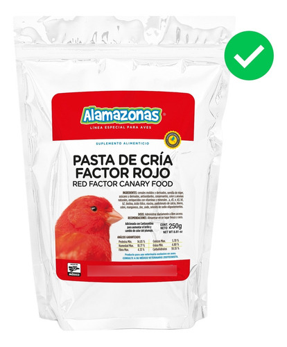 Kit 5 Pasta De Cría Factor Rojo 250g Canario Red Alamazonas