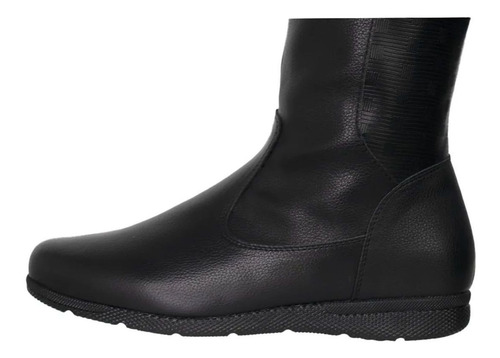 Imagem 5 de 5 de Bota Feminina Rasteira Flat Mooncity Cano Alto 71076 Preto