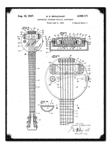 #763 - Cuadro Decorativo Vintage - Guitarra Poster Plano 