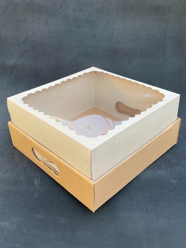 20 Bandejas Con Tapa Y Visor Para Desayuno Merienda Papa Marron 25x25x12