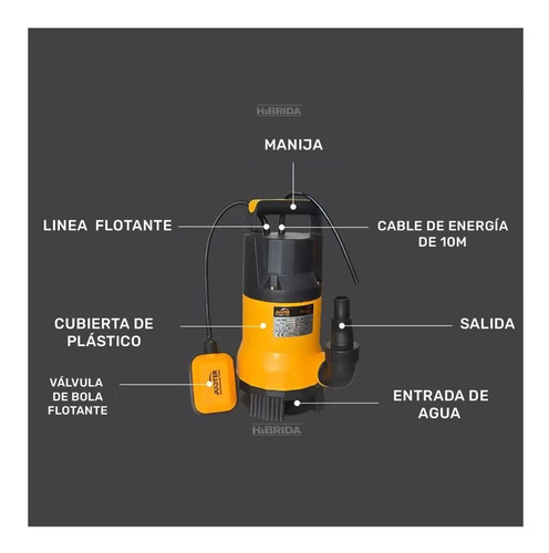 Imagen 4 de 10 de Bomba Sumergible Agua Sucia/limpia 1hp 750w 220v Industrial