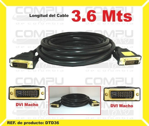 Cable Dvi-d Dual Link 3.6 Mt Mach Ref: Dtd36 Computoys Sas