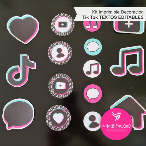 Imagen 8 de 9 de Kit Imprimible Decoración Candy Bar Tik Tok Textos Editables