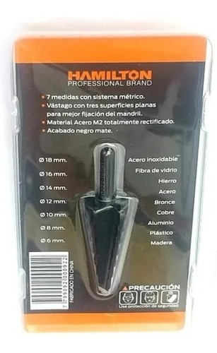 Imagen 4 de 6 de Mecha Escalonada Acero De 6 A 18 Mm Hamilton Esc618