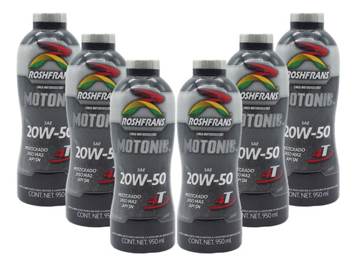 Aceite Motocicleta Roshfrans Motonic 20w50 950ml Caja 6 Pzas