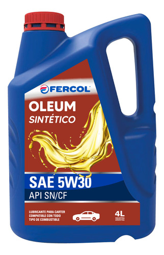 Aceite Para Motor Fercol Oleum 5w30 Lubricante Sintetico E