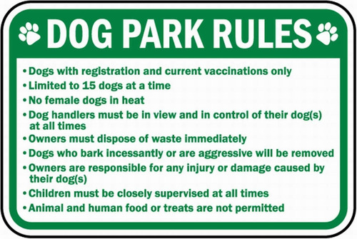 Señal Advertencia Metal Texto Ingl  Dog Park Rul Sign Safet 