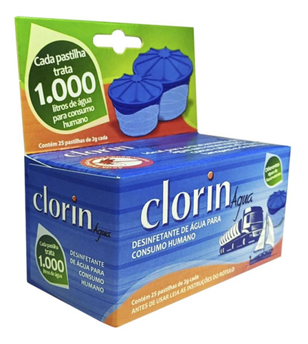 Pote De Clorin 1000 L Com 25 Pastilhas Água Para Consumo