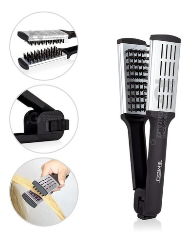 Cepillo Tipo Plancha De Cabello Térmico Con Cerámica Timco