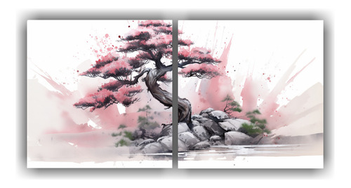 80x40cm Set 2 Lienzos Imagen Personalidad A Pine Bonsai Tree