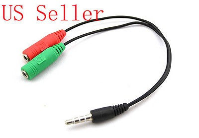 3.5mm Aux Audio Mic Splitter Cable Auricular Auriculares Ada