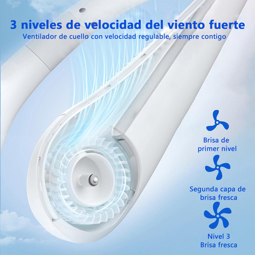 Ventilador De Cuello Para Colgar Portátil Con 3 Velocidades De Viento Refrigeración A 360 Ventiladores Sin Aspas
