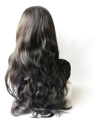 Peluca Larga Ondulada Negro Para Mujer Natural