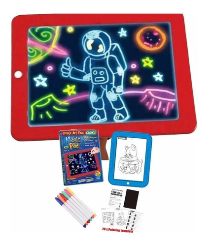 Pizarrón Led Luminoso Tablet Dibujo 3d Juguete Colores Magic