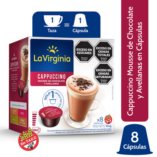 Capsula La  Virginia Cappuccino Chocolate Y Avellanas 8u