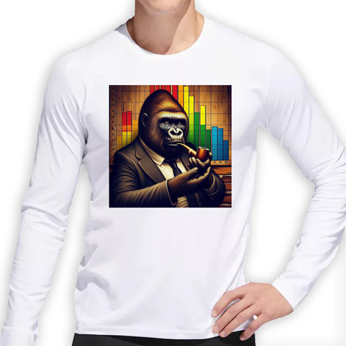 Remera Hombre Ml Gorila Fumando Pipa Con Traje Graficos