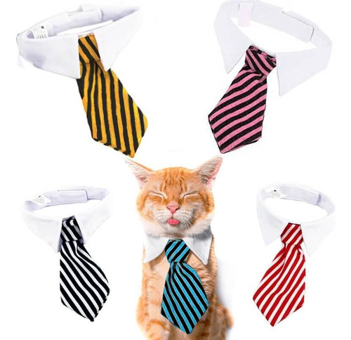 Corbata Para Gatos Color - Rojo Con Blanco, Talla - S