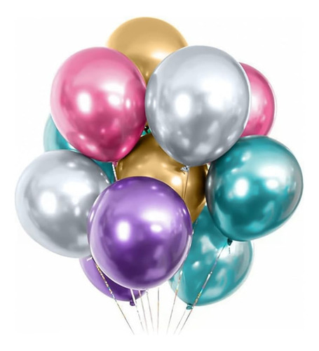 Pack 24 Globos Chrome R12 30 Cm Cromado Metálico Resistente