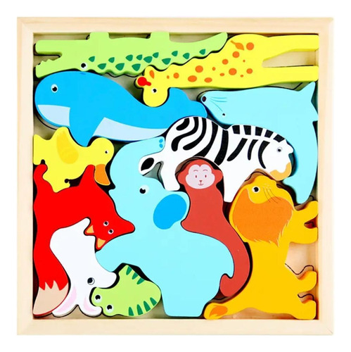 Juego De Puzzle Didactico, Bloques De Madera 3d