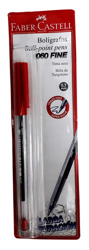 Boligrafo Faber Tinta Seca  (060) P/fina 0.7mm Rojo Blister