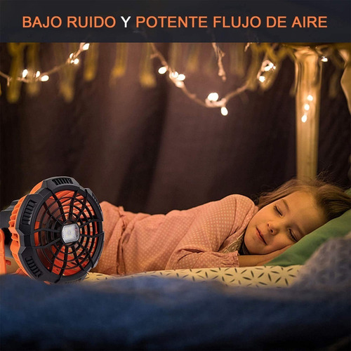 Ventilador De Techo Para Acampar Con Luz Led Recargable Para