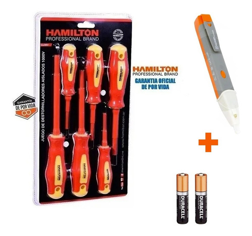 Juego Set Kit De 6 Destornilladores 1000v + Buscapolo Harden