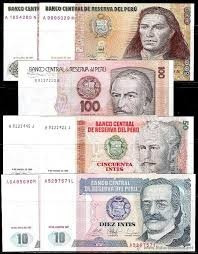  5 Billetes Antiguos Intis Del Peru