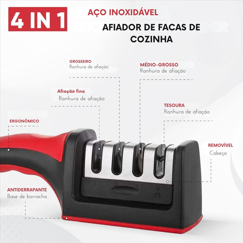 Afilador De Cuchillos Y Tijeras Profesional Manual 3 En 1