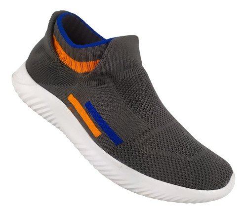 Tenis Licra Tipo Calcetín Gris Running Unisex Hombre Mujer