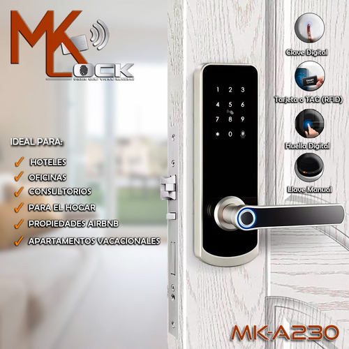 Cerradura Digital Mklock Mka230 Negro/plata Empotrable