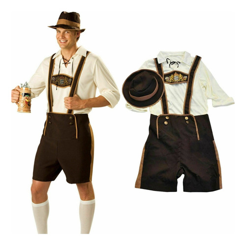 Oktoberfest German Bavarian Men's Lederhosen Costume 2024