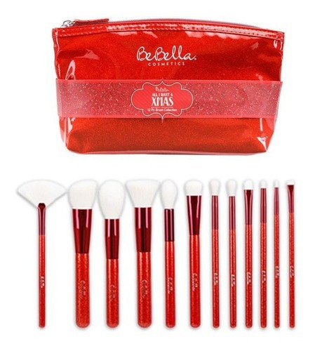 Set 12 Brochas All I Want 4 Xmas Bebella Cosmetics Color Rojo