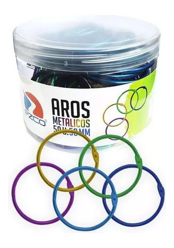 Aros Metalicos Color Para Carpeta N°3 50mm Ezco X 3 Unidades