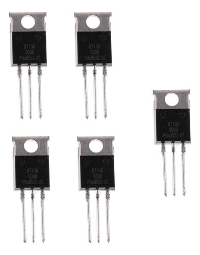 5 Piezas Bt136 To220 Bt136-600 S 3 Transistores De Terminal
