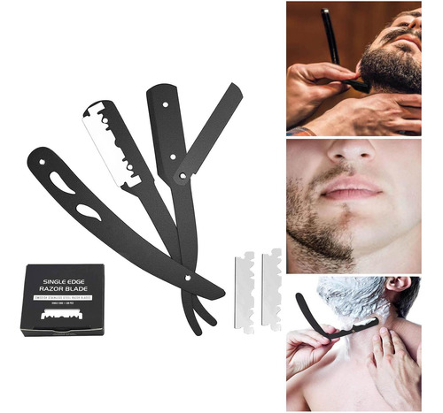 Maquinilla De Afeitar De Barbero De Acero Inoxidable Negro