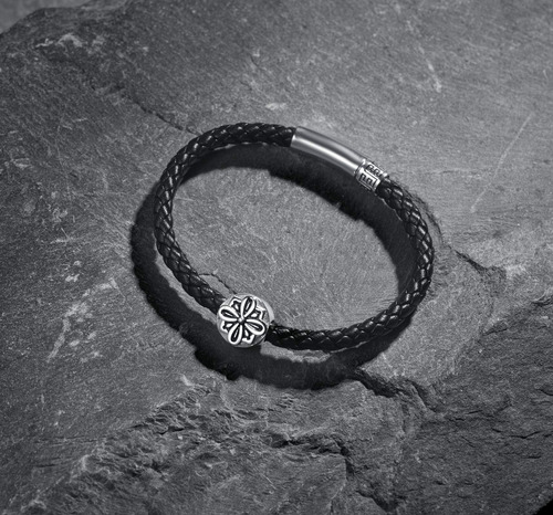 Fancime Power Pulsera De Cuero Genuino Para Hombre De Plata