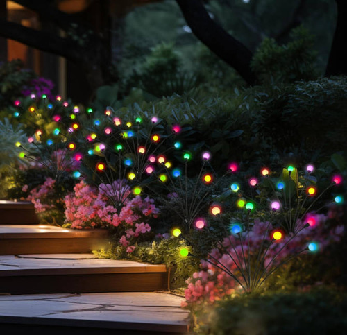 6 Luces Lampara Solar Jardin Luz De Luciérnaga Led 2 Piezas Estructura Warm Light,luces Para Jardin Solares,lamparas Solares Exterior Jardin