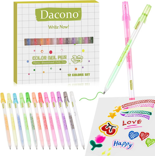 Bolígrafos De Tinta De Gel Dacono, Juego De Gel De Color 12