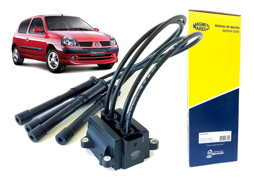 Bobina De Ignição Com Cabos Clio Logan Sandero 1.0 16v Flex
