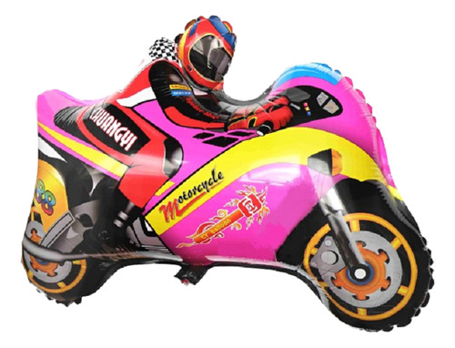 Decoracion Cumpleaños Globos Metálicos Motocicleta Lentes Color Rosa Moto