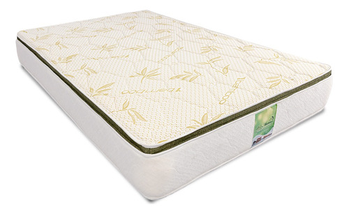 Colchon King Size Memory Foam Y Resortes Bamboo Bio Mattress Color Blanco/Verde